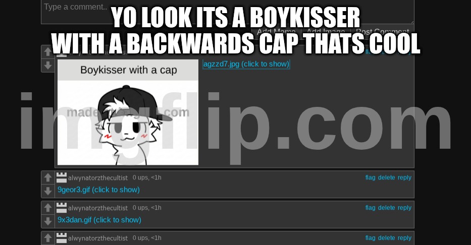 must've been the wind | YO LOOK ITS A BOYKISSER WITH A BACKWARDS CAP THATS COOL | image tagged in meme,boykisser | made w/ Imgflip meme maker