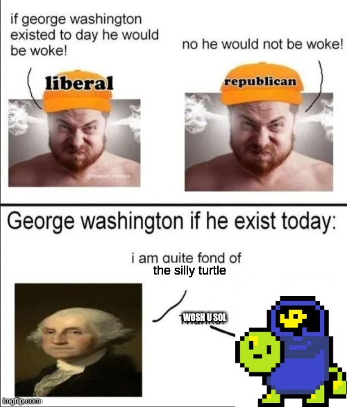 George Washington if he existed today | the silly turtle; WOSH U SOL | image tagged in george washington if he existed today | made w/ Imgflip meme maker