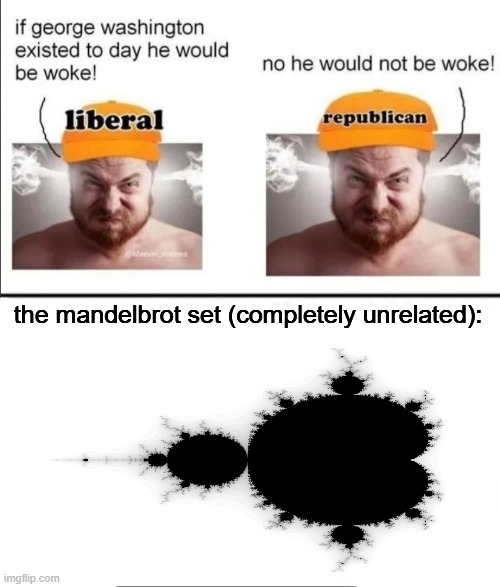 George Washington if he existed today | the mandelbrot set (completely unrelated): | image tagged in george washington if he existed today | made w/ Imgflip meme maker