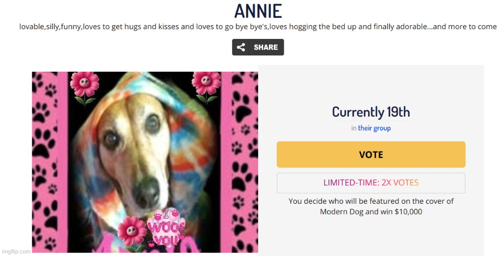 Annie | image tagged in vote,mygirl,cute,voteeveryday | made w/ Imgflip meme maker