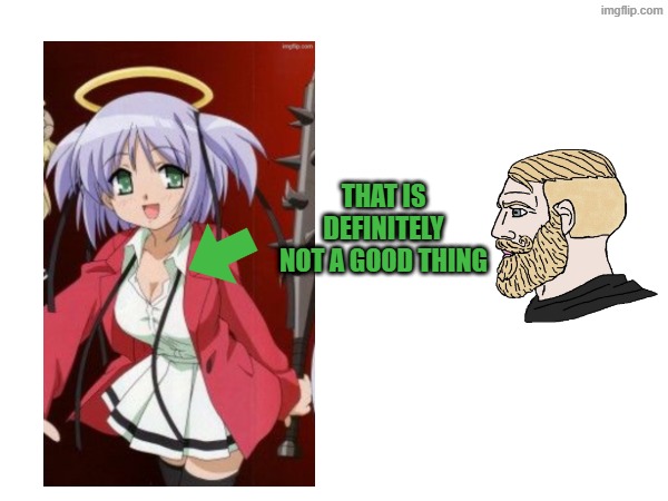 she's 12 and the arrow pointing is not a good thing due to the body proportions even as an anime fan | THAT IS DEFINITELY NOT A GOOD THING | made w/ Imgflip meme maker