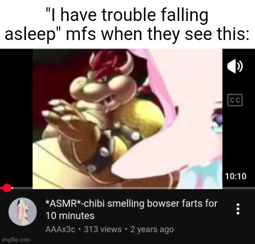 The best asmr | "I have trouble falling asleep" mfs when they see this: | made w/ Imgflip meme maker