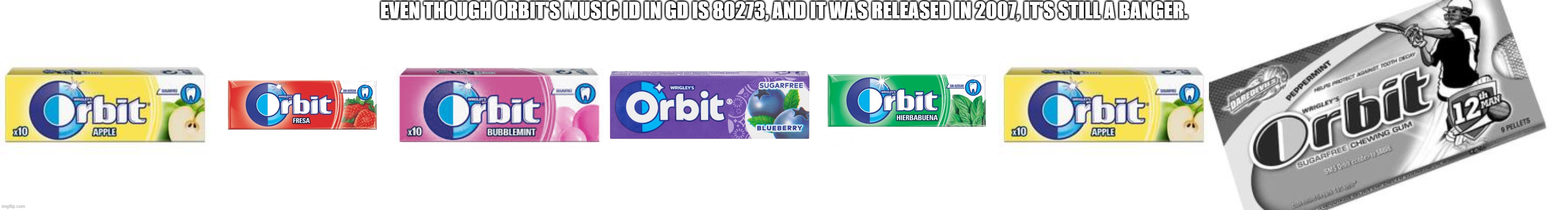 EVEN THOUGH ORBIT'S MUSIC ID IN GD IS 80273, AND IT WAS RELEASED IN 2007, IT'S STILL A BANGER. | image tagged in orbit,gd | made w/ Imgflip meme maker