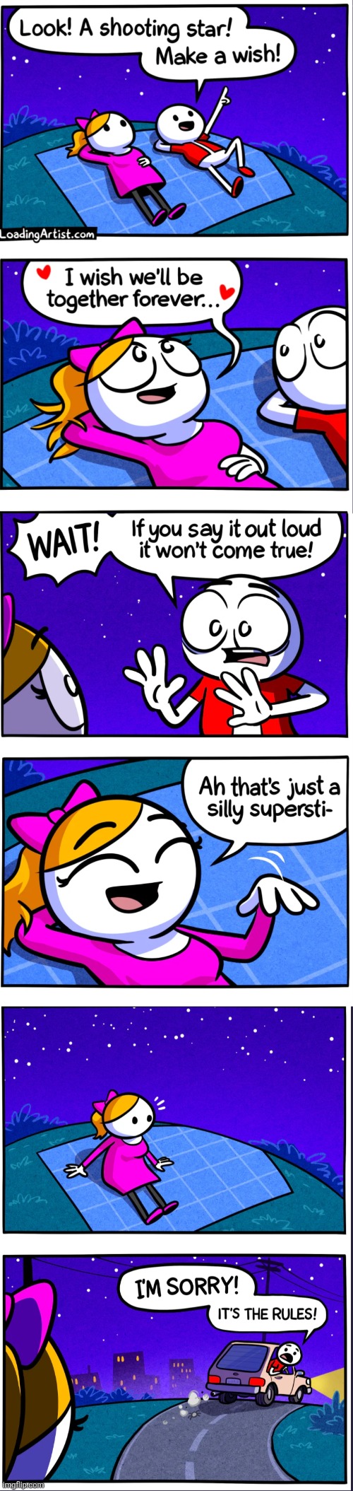image tagged in comics,loadingartist,stars,wish,couple,rules | made w/ Imgflip meme maker
