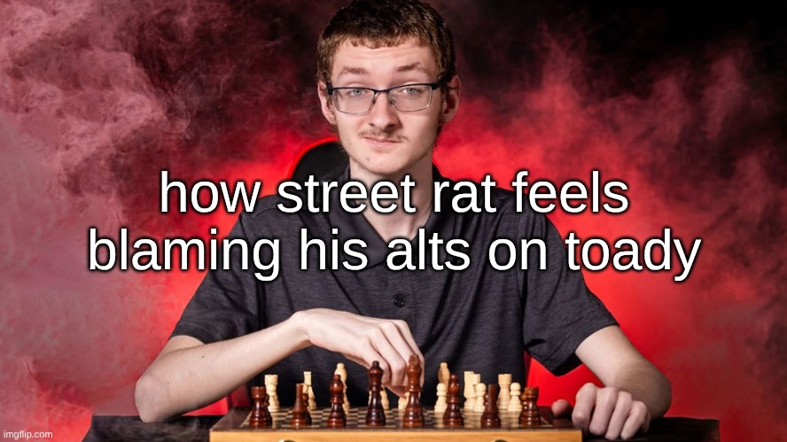 Smirking Chess Guy | how street rat feels blaming his alts on toady | image tagged in smirking chess guy | made w/ Imgflip meme maker