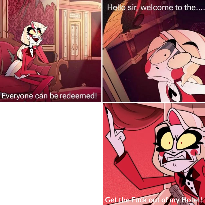 Charlie Tells Blank to Get Out of Her Hotel Blank Meme Template