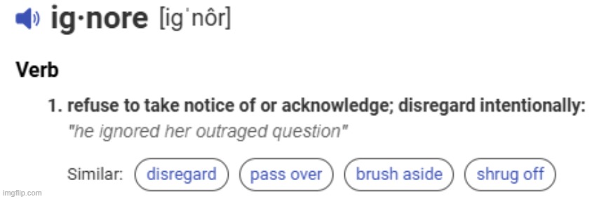 ignore definition | image tagged in ignore definition | made w/ Imgflip meme maker