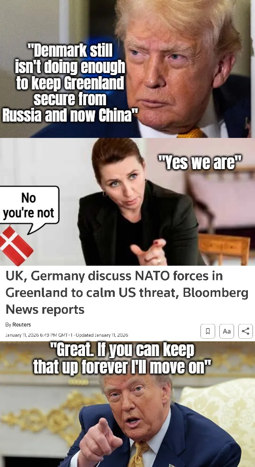 if they stay there permanently, Trump's sole reason disappears | image tagged in donald trump,greenland,denmark,russia,china | made w/ Imgflip meme maker