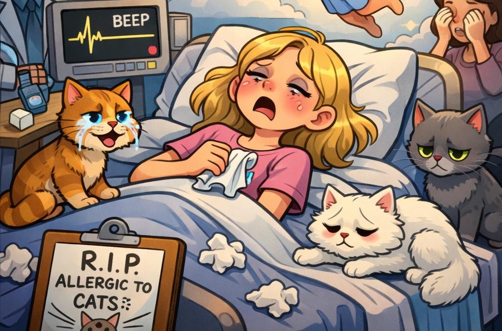A blonde girl allergic to cats dies Blank Meme Template