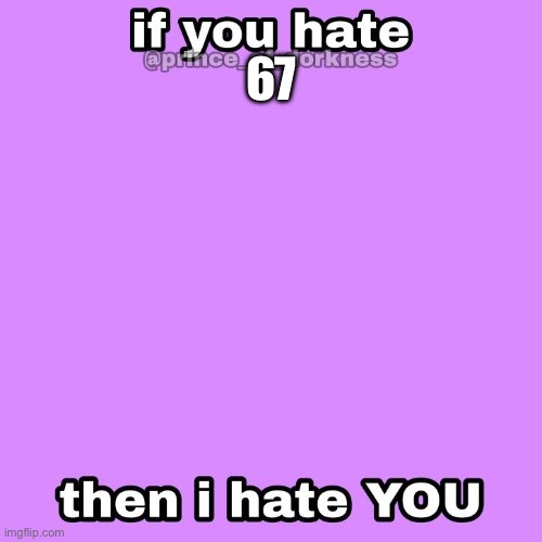 If you hate, then I hate YOU | 67 | image tagged in if you hate then i hate you | made w/ Imgflip meme maker