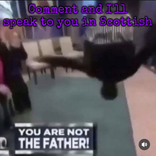 YOU ARE NOT THE FATHER! | Comment and I'll speak to you in Scottish | image tagged in you are not the father | made w/ Imgflip meme maker