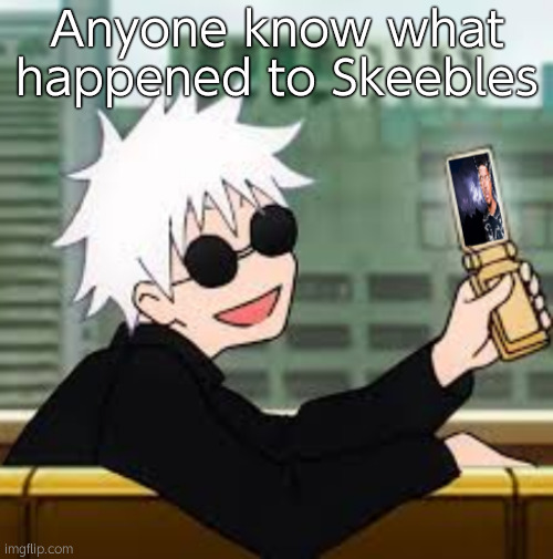 Random thought perhaps | Anyone know what happened to Skeebles | image tagged in gojo satoru lowtiergod | made w/ Imgflip meme maker