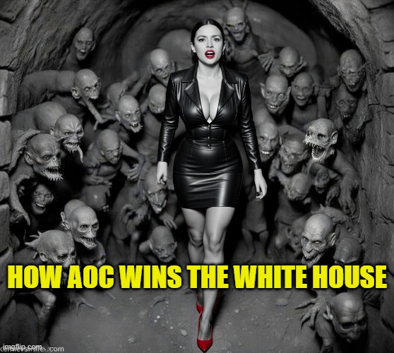 AOC's path to the Presidency. Men are stupid, keep blood from mens brains so they cant think | HOW AOC WINS THE WHITE HOUSE | image tagged in aoc,crazy aoc,potus,presidential race,sexy women,latex | made w/ Imgflip meme maker