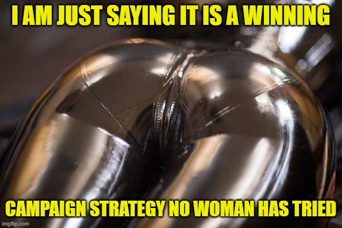 I AM JUST SAYING IT IS A WINNING CAMPAIGN STRATEGY NO WOMAN HAS TRIED | made w/ Imgflip meme maker