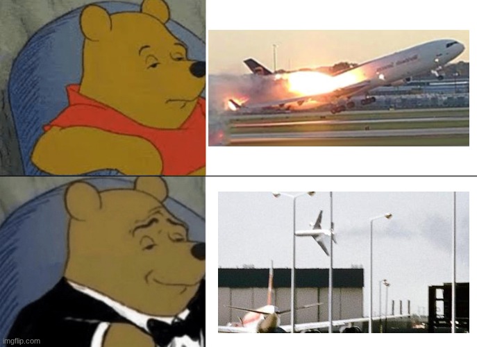 plne | image tagged in memes,tuxedo winnie the pooh,airplane,plane crash | made w/ Imgflip meme maker