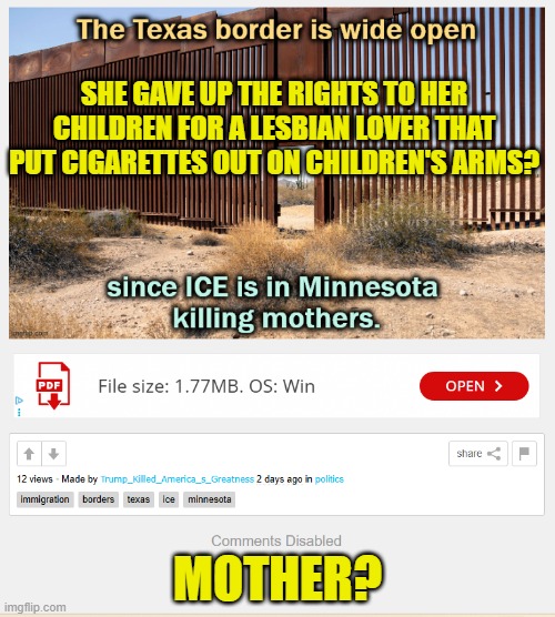 Comments are always disabled on flat out BS lies | SHE GAVE UP THE RIGHTS TO HER CHILDREN FOR A LESBIAN LOVER THAT PUT CIGARETTES OUT ON CHILDREN'S ARMS? MOTHER? | image tagged in comments,bias,fakenews,fake news,fraud,ice | made w/ Imgflip meme maker