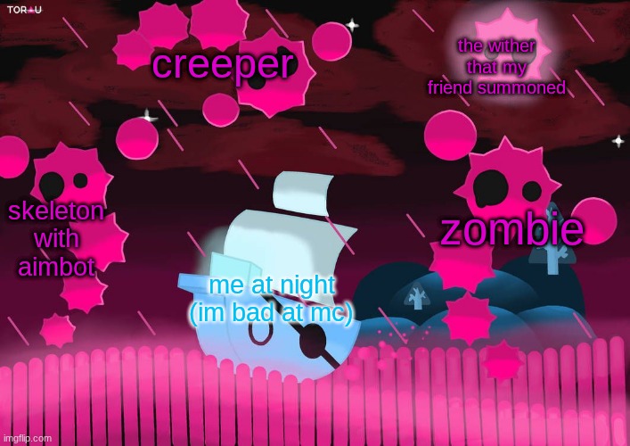 Boat “swimming” from lycans | creeper; the wither that my friend summoned; zombie; skeleton with aimbot; me at night (im bad at mc) | image tagged in boat swimming from lycans,jsab,minecraft,minecraft memes | made w/ Imgflip meme maker