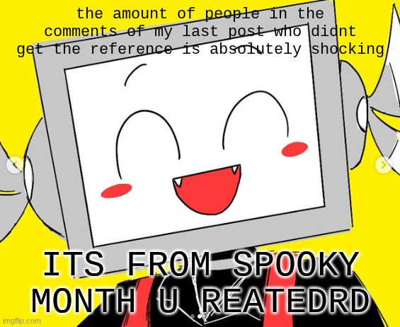 BUTCHER VANITY ICY | the amount of people in the comments of my last post who didnt get the reference is absolutely shocking; ITS FROM SPOOKY MONTH U REATEDRD | image tagged in butcher vanity icy | made w/ Imgflip meme maker