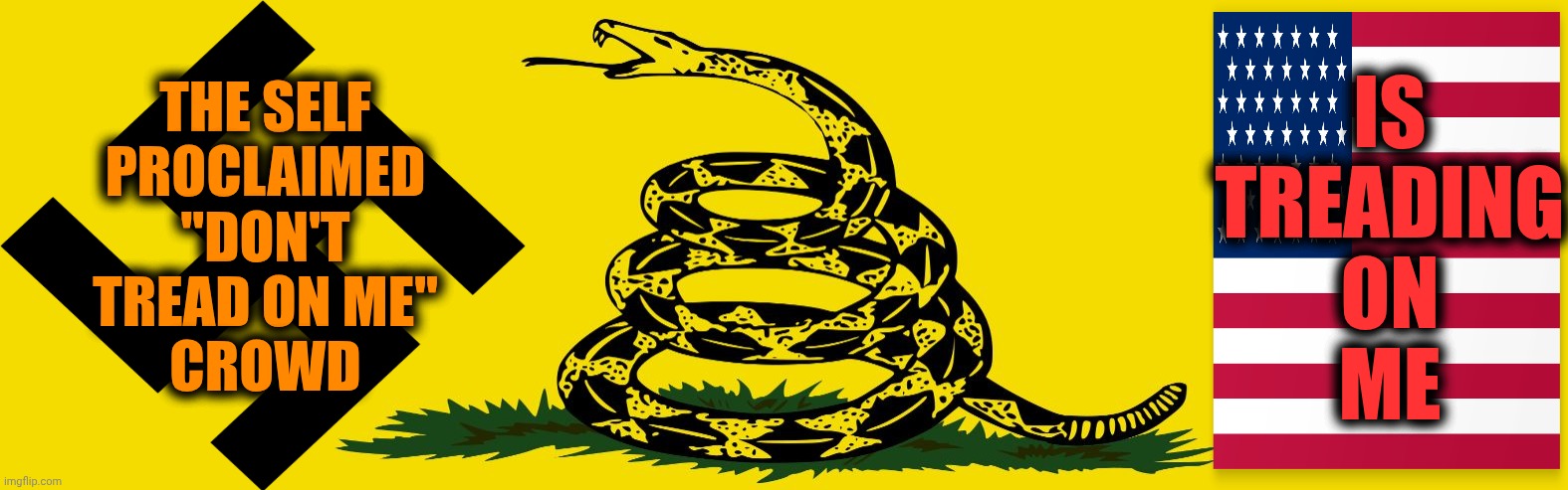 Trump May Have Turned Republicans Into The Terrorists They Are Today But Maga Chose To Stay & Terrorize | THE SELF PROCLAIMED
"DON'T TREAD ON ME"
CROWD; IS
TREADING
ON
ME | image tagged in don't tread on anyone,memes,maga,terrorists,trump unfit unqualified dangerous,lock him up | made w/ Imgflip meme maker