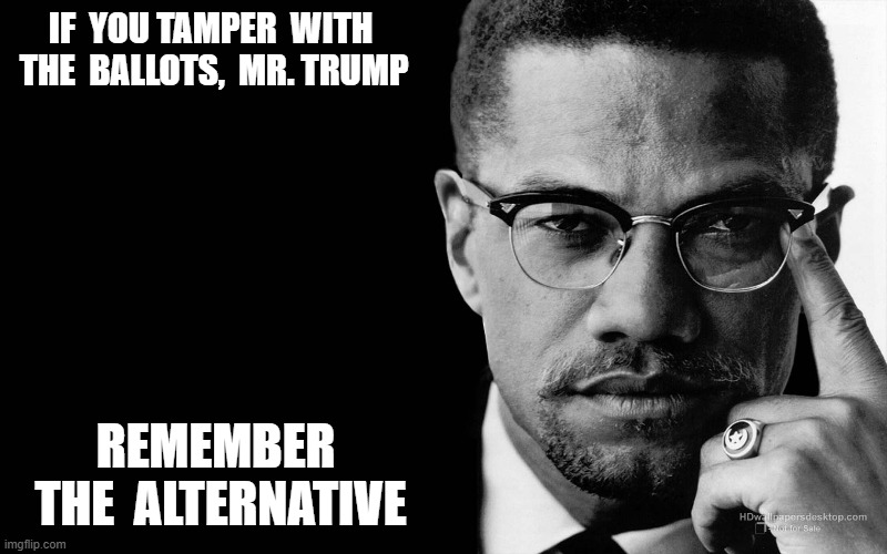 The Alternative | IF  YOU TAMPER  WITH  THE  BALLOTS,  MR. TRUMP; REMEMBER  THE  ALTERNATIVE | image tagged in words of wisdom | made w/ Imgflip meme maker