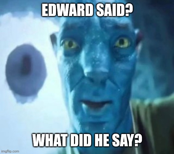 Edward Said | EDWARD SAID? WHAT DID HE SAY? | image tagged in avatar guy | made w/ Imgflip meme maker