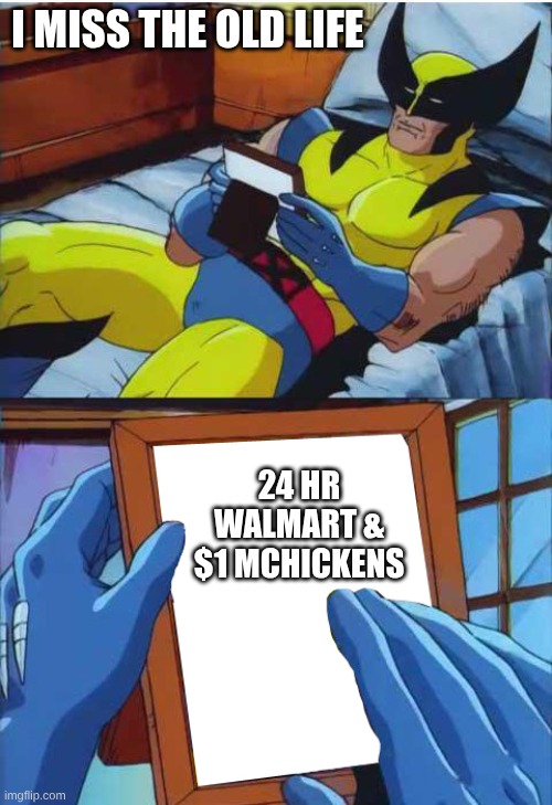 Wolverine Remember | I MISS THE OLD LIFE; 24 HR WALMART & $1 MCHICKENS | image tagged in wolverine remember | made w/ Imgflip meme maker