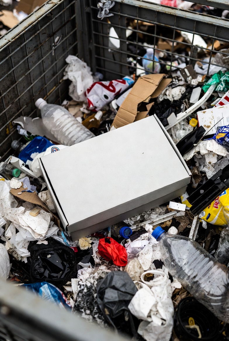 Blank Shoebox in the trash dumpster Blank Meme Template