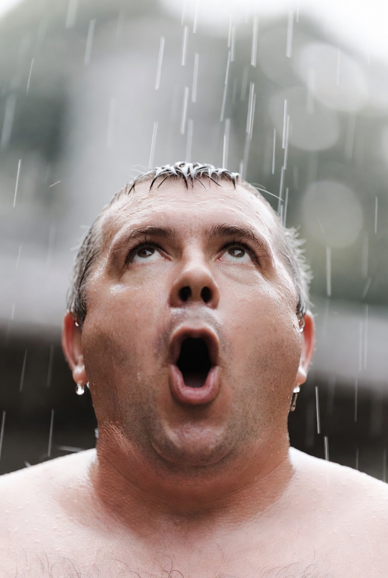 LEgina mouth wide open rain raindrops Blank Meme Template