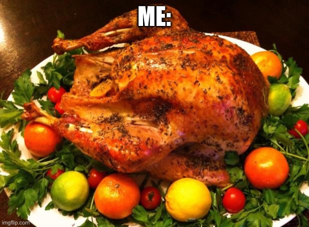 ME: | image tagged in roasted turkey | made w/ Imgflip meme maker
