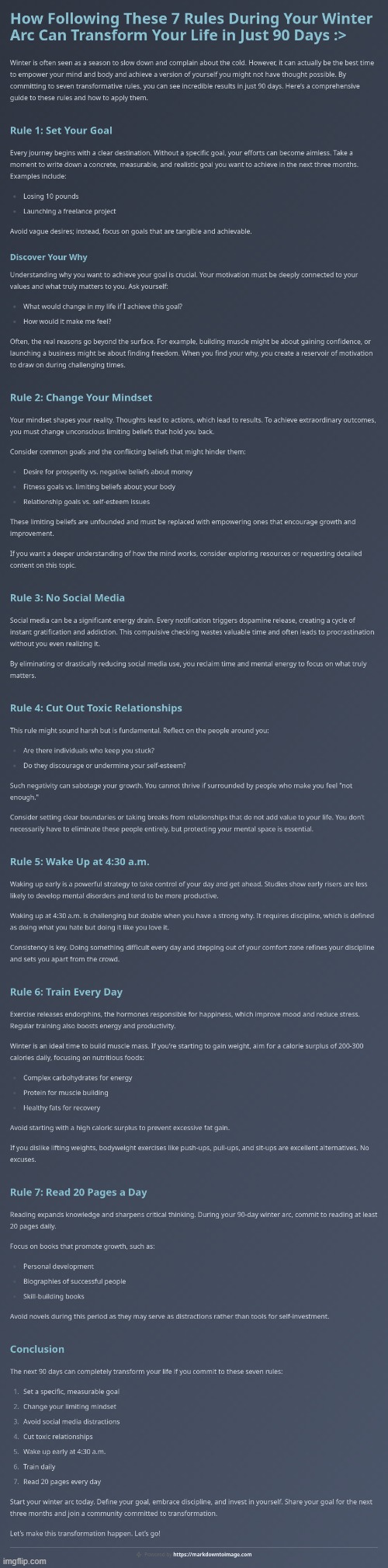 How To Do Your Winter Arc :> | image tagged in simothefinlandized,winter arc,self-improvement,infographics,tutorial | made w/ Imgflip meme maker