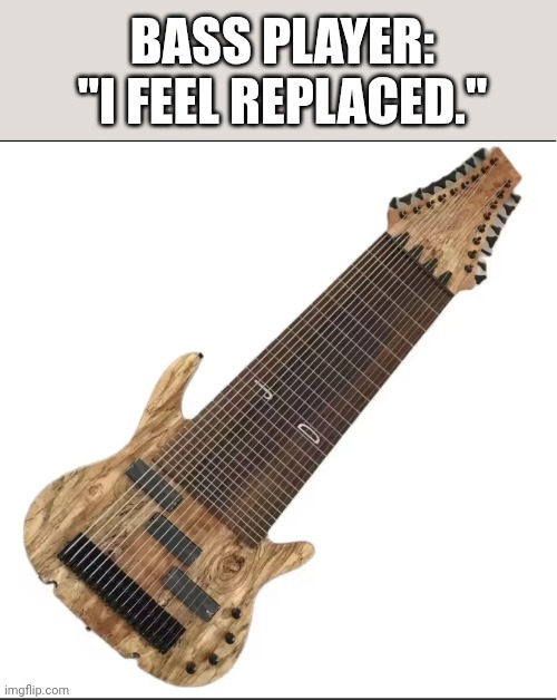 I feel replaced | BASS PLAYER: "I FEEL REPLACED." | image tagged in guitar | made w/ Imgflip meme maker