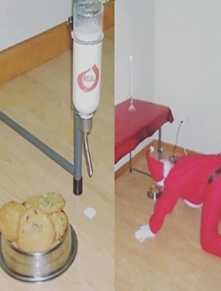 Santa checking under the table Blank Meme Template