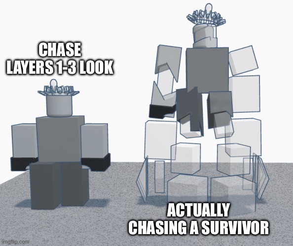 Still a noli skin btw | CHASE LAYERS 1-3 LOOK; ACTUALLY CHASING A SURVIVOR | made w/ Imgflip meme maker