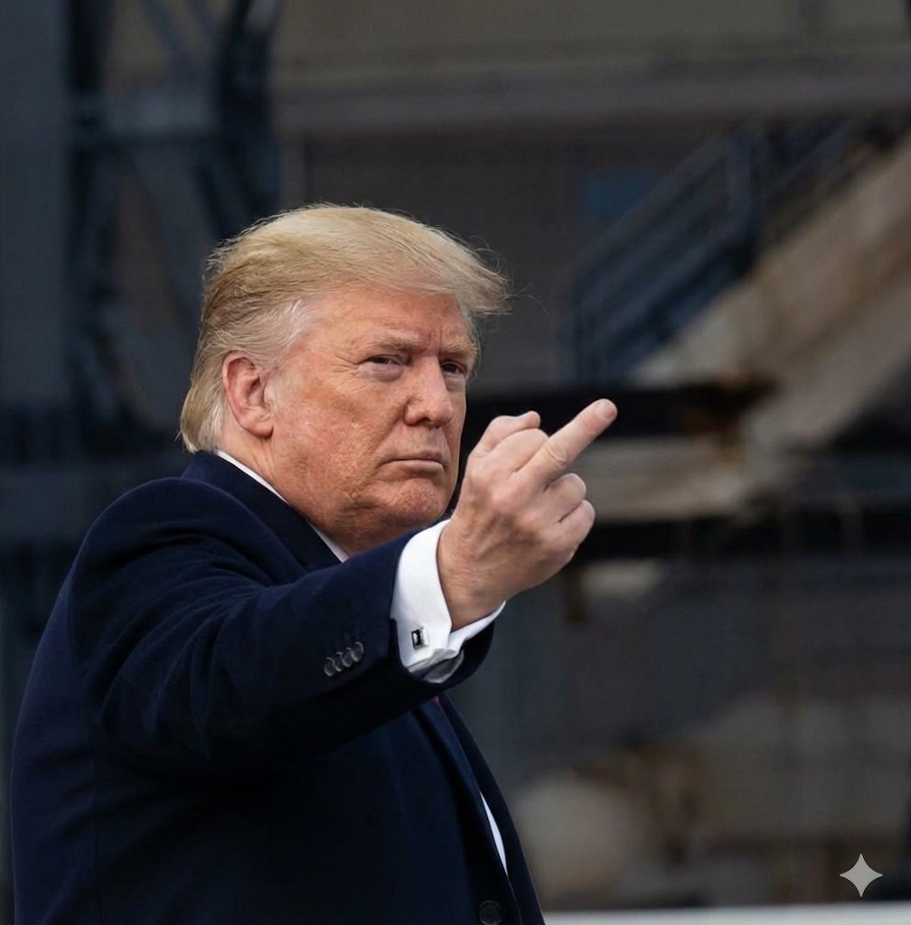 Trump middle finger Blank Meme Template