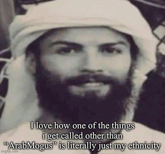 Being called just “Arab” is peak | I love how one of the things i get called other than “ArabMogus” is literally just my ethnicity | image tagged in muslimano ronaldo | made w/ Imgflip meme maker
