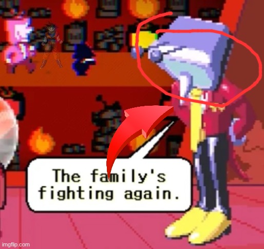 found a secret in tenna's "looking down" sprite | image tagged in the family s fighting again | made w/ Imgflip meme maker
