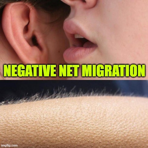 First Time in 50 Years - Laura Romero, ABC News | NEGATIVE NET MIGRATION | image tagged in whisper and goosebumps | made w/ Imgflip meme maker