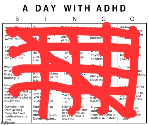 I talk so fast I stutter, and I get angry about it because I just go “th-th-th-th-” or something and forget what I wanna say | image tagged in another adhd bingo | made w/ Imgflip meme maker