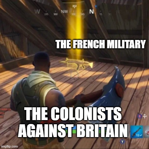Golden scar | THE FRENCH MILITARY; THE COLONISTS AGAINST BRITAIN | image tagged in golden scar | made w/ Imgflip meme maker