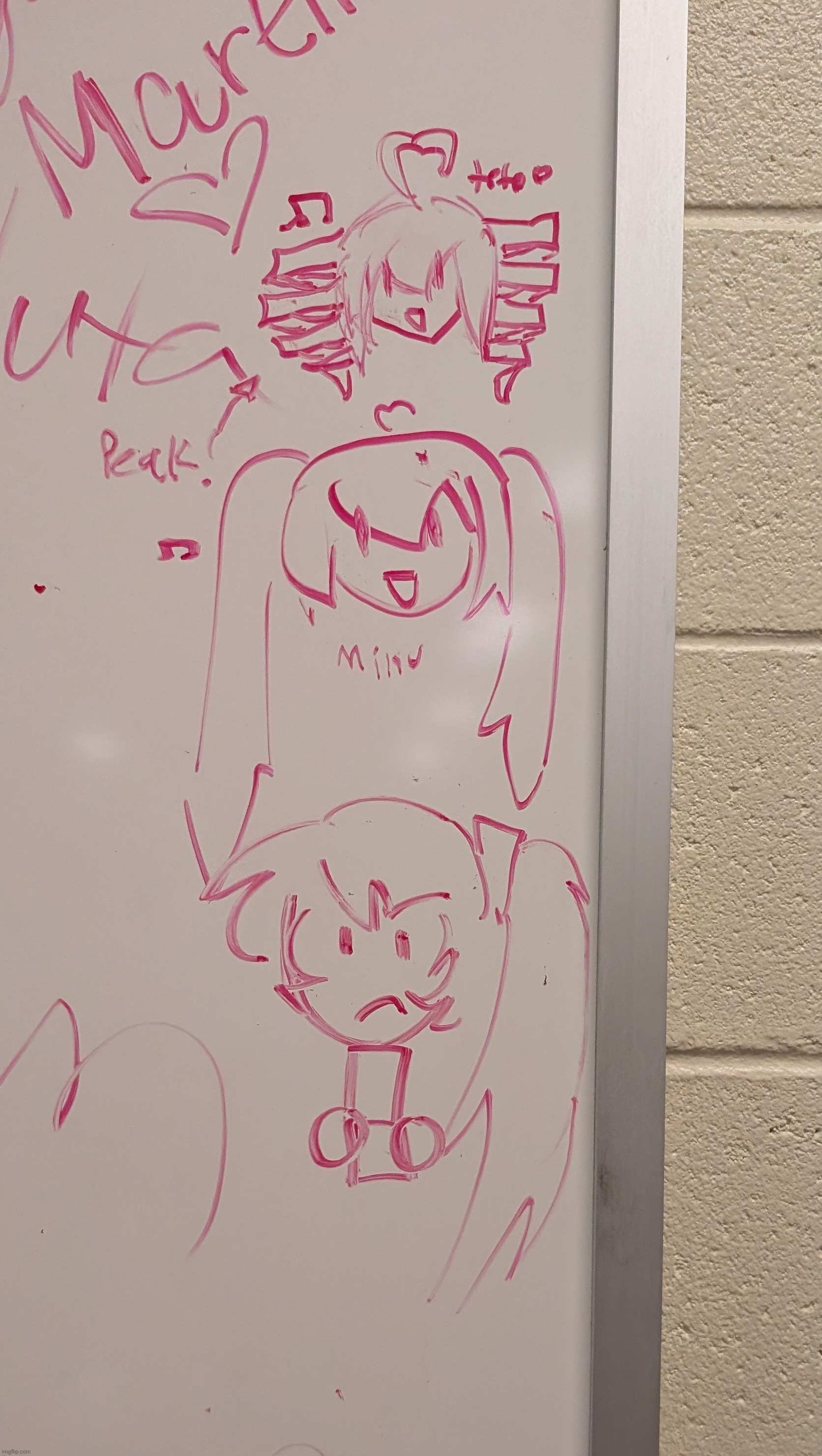 whiteboard doodles in the girls locker room at my school. neru is not mine but its adorable | made w/ Imgflip meme maker