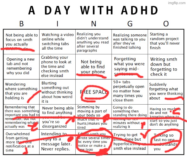 Well……..shit | image tagged in another adhd bingo | made w/ Imgflip meme maker