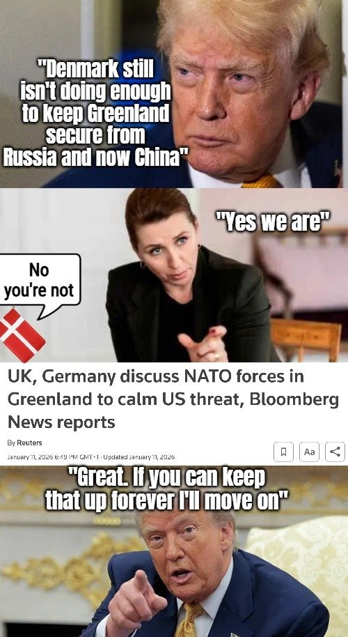 And now Denmark too :D If they stay there permanently, Trump's sole reason disappears | image tagged in greenland,denmark,donald trump,china,russia | made w/ Imgflip meme maker