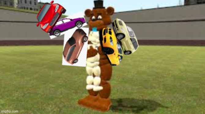 tf is this supposed to be | image tagged in freddy hugs merlin fazbear one shift with the cars 1 cars | made w/ Imgflip meme maker
