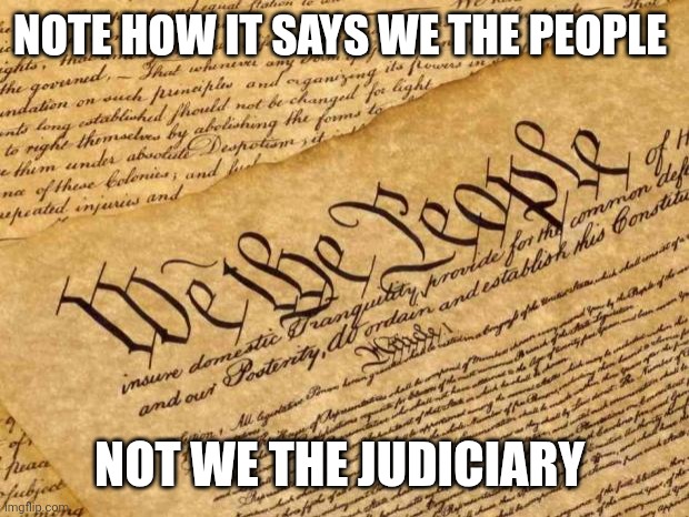 Constitution | NOTE HOW IT SAYS WE THE PEOPLE; NOT WE THE JUDICIARY | image tagged in constitution | made w/ Imgflip meme maker