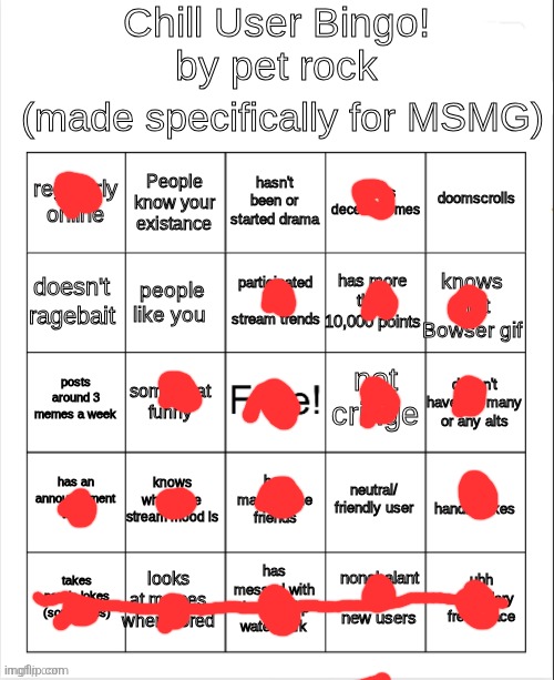 Chill Bingo by your local PetRock :> | image tagged in chill bingo by your local petrock | made w/ Imgflip meme maker
