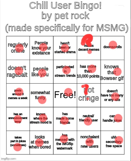 yoo I'm goated | image tagged in chill bingo by your local petrock | made w/ Imgflip meme maker