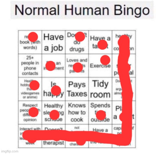 Normal human bingo | image tagged in normal human bingo | made w/ Imgflip meme maker