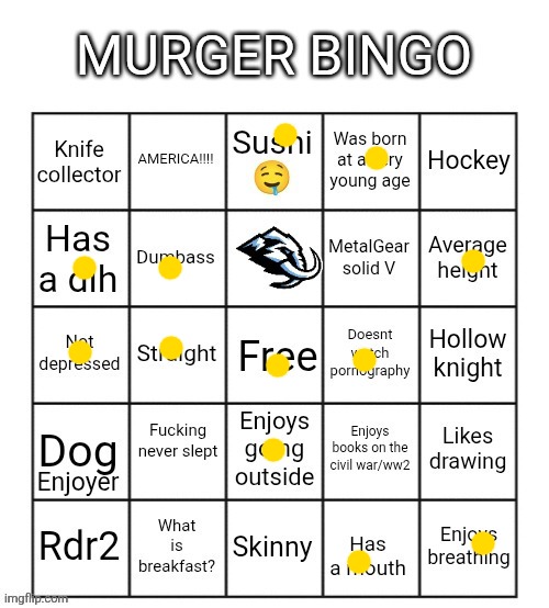 Murger bingo update | image tagged in murger bingo update | made w/ Imgflip meme maker