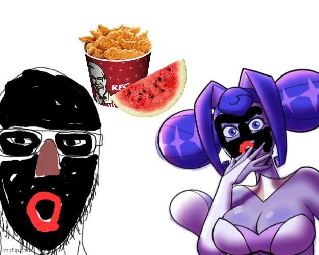 Princess Guinevere and Soyjak in blackface Blank Meme Template