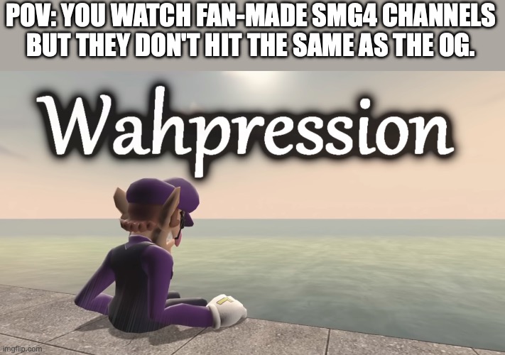 Anyone relate to this? | POV: YOU WATCH FAN-MADE SMG4 CHANNELS BUT THEY DON'T HIT THE SAME AS THE OG. | image tagged in wahpression,smg4 | made w/ Imgflip meme maker